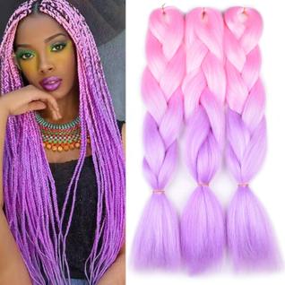 Braiding Hair BACANA Pink Ombre Rosa claro/Roxo Claro 3x100g