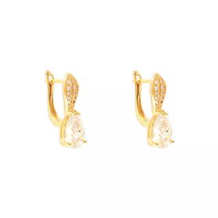 Brinco Argola com zircônias cristais, Elegante, Moderno e Chique Banhado á Ouro 18k