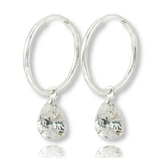 Brinco Argola Ponto Luz Gota Prata Legitima 925