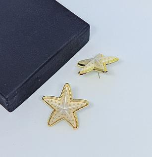 Brinco Feminino Estrela do Mar resina colorido Par de Brincos pequeno detalhes Dourado Ten