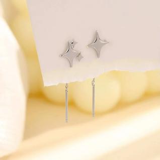 Brincos Femininos De Moda Assimétricos Com Estrela Pendente Simples De Quatro Pontas
