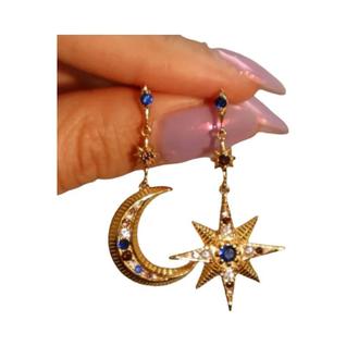 Brincos Longos De Estrela E Lua Assimétricos Com Franjas, Joias Brilhantes E Chamativas