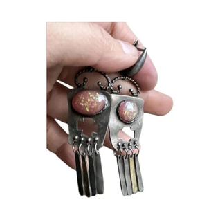 Brincos Pendentes Geométricos De Pedra Preciosa Laranja E Roxa Para Mulheres, Moda Vintage