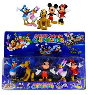Brinquedo Kit 5 Bonecos Mickey Minnie 10 Cm Donald Margarida Plutão