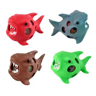 Brinquedo tubarão de plástico anti-estresse c/ 4 unidades