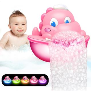 Brinquedos de banho Dinosaur Baby Light Up Bath Bubble Machine com luz colorida na hora do