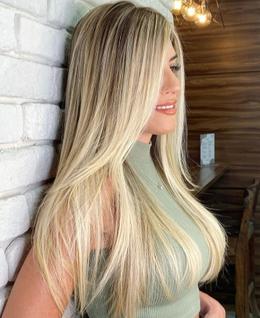 Cabelo Brasileiro do Sul Loiro Raiz Esfumada Liso 100G - Alta Qualidade