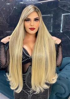 Cabelo Brasileiro do Sul Mesclado 'Dourado' Liso 100G - Cabelo 100% Humano de Alta Qualida