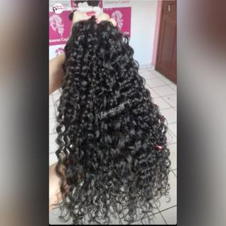 Cabelo Humano Cacheado Prémium  Vapor Castanho 60cm/100g
