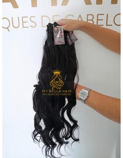 Cabelo para Mega Hair na Tela Humanizado Liso 70cm Natural Fibra Russa