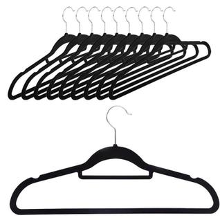 Cabide de Veludo Adulto com gravateiro Preto 42 cm 10 pecas