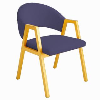 Cadeira de Jantar Antonella Veludo Estilo Poltrona Com Pés Dourado - 7 Decor