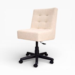 Cadeira Mocho Regulável em Linho com Regulagem de Altura para Salão e Escritório
