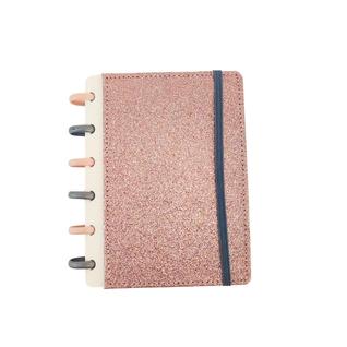 Caderno Inteligente Disco Glamour Brilho Glitter Rose Grace