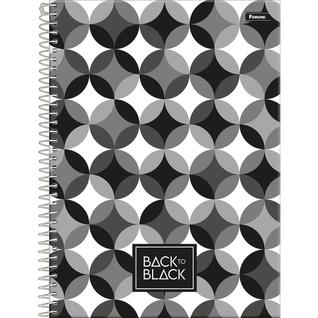 Caderno universitário 10 matérias espiral 160 folhas Back to Black Foroni