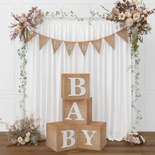 Caixas de bebê RUBFAC com letras para chá de bebê, 4 caixas de balão boho rústicas em esti