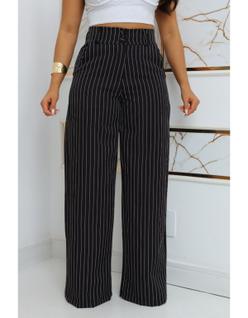 Calça Alfaiataria Feminina Preta Pantalona Wide Leg Social Premium Confortável