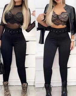 Calça canelada 3d preta