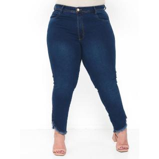 Calça Capri Plus Size Feminina Jeans Escuro Cintura alta Taiga Jeans com Lycra Barra desfi