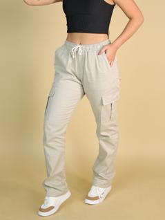 Calça Cargo Feminina Parachute Sarja Larga Bolsos Unissex Masculina Skate Moda Streetwear 