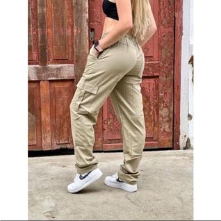 Calça Cargo Feminina Skatista Preta Caqui e Bege