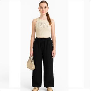 Calça Cargo Juvenil Menina Moda Blogueira Moderna Preto
