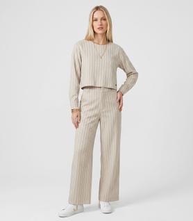 Calça Feminina Pantalona Twill Lurex Endless Bege