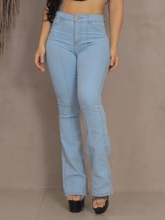 Calça Flare Jeans Clara Feminina Cintura Alta Premium costura/nervura na perna lycra/elast