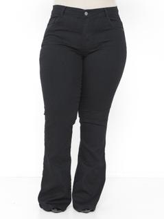 Calça Flare Jeans Feminina Plus Size Preta cintura alta com lycra boca larga moda Blogueir