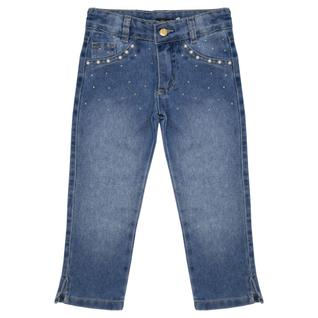Calça Infantil Look Jeans c/ Pérolas Reta Jeans