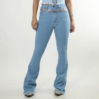Calça Jeans Azul Feminina Delavê Clara Básica Moda Country Texas Ranch Jeans Loja e Fábric