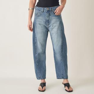 Calça Jeans Barrel com Recortes