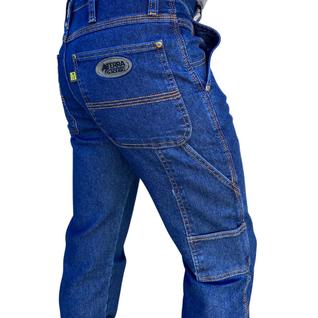 Calça Jeans Carpinteira Masculina Trabalho Lycra Barra Larga