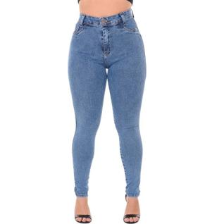 Calça jeans classica feminina denin white clara com levanta bumbum