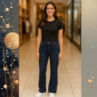 Calça Jeans Feminina Flare Azul Escuro  Cintura Média Malwee Tamanho:34Cor:Azul