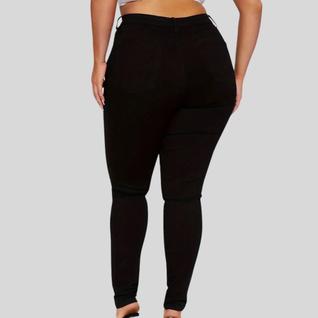 Calça Jeans Feminina Preta Plus Size Skinny com Lycra