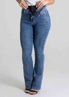 Calça Jeans Feminina Sawary Super Lipo Boca de Sino Boot Cut Flare