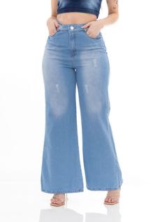 Calça jeans Feminina  wide leg básica Pantalona jeans