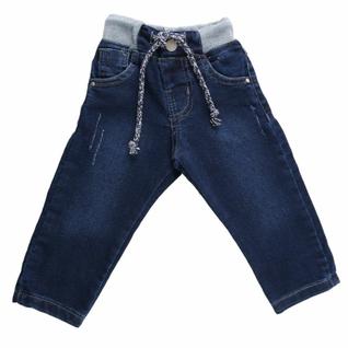 Calça Jeans Infantil Bebê Din Don Super Confortável C/ Cordão Para Amarrar Cós Com Elástic