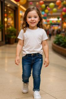 Calça Jeans Infantil Feminino Cós Elástico