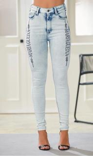 Calca jeans maxi logo maria gueixa