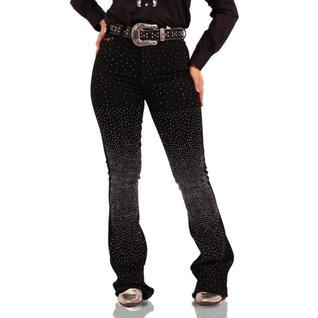 Calça Jeans Preta All Shine Brilhos Strass Prata Moda Country Cintura Alta Texas Ranch Loj