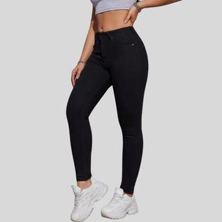 Calça Jeans Preta Feminino Cintura Alta Skinny com Lycra