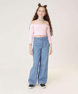 Calça Jeans Wide Leg Juvenil Marisa Tam 10 a 16-91910