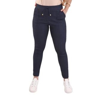 Calça Jogger Jeans Feminina Bengaline Cintura Alta Bolsos Elegante