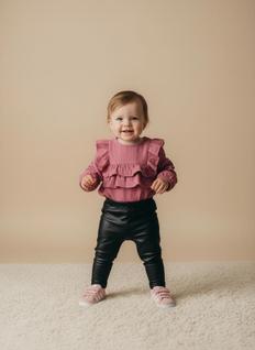 Calça Legging para Bebê Cirrê Preta Macia com Elástico na Cintura