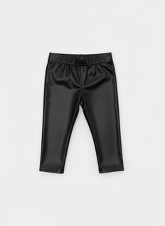 Calça Legging para Bebê Cirrê Preta Macia com Elástico na Cintura