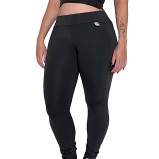 Calça Legging Preta Com Bolsos Laterais Sem Transparencia