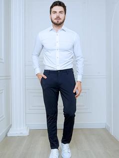 Calça Masculina Corte Reto Social Em Tectel