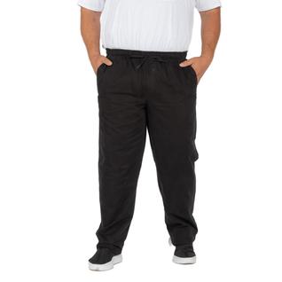Calça Masculina Plus Size De Sarja Elastico Na Cintura E Cordão Ajustador